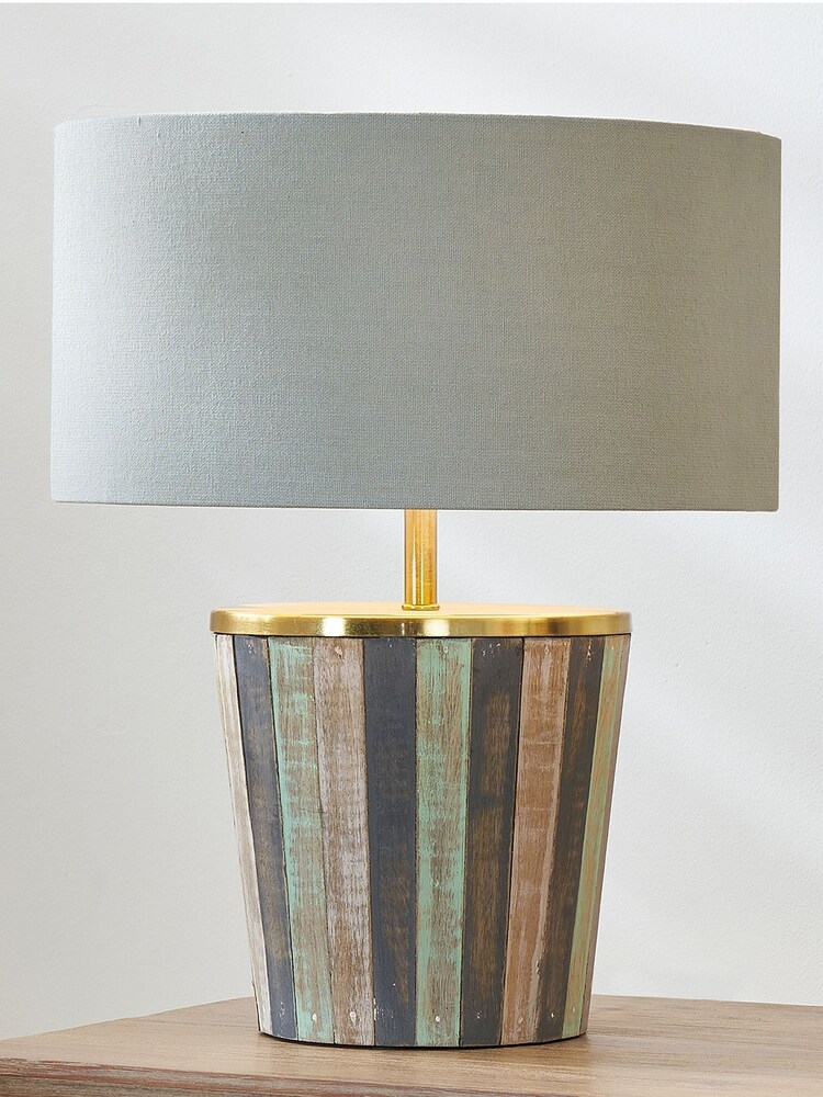 Pacific Sage Green Kerala Distressed Wood Table Lamp - Image 1 of 5