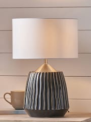 Pacific Black/Silver Artemis Textured Ceramic Table Lamp - Image 1 of 5