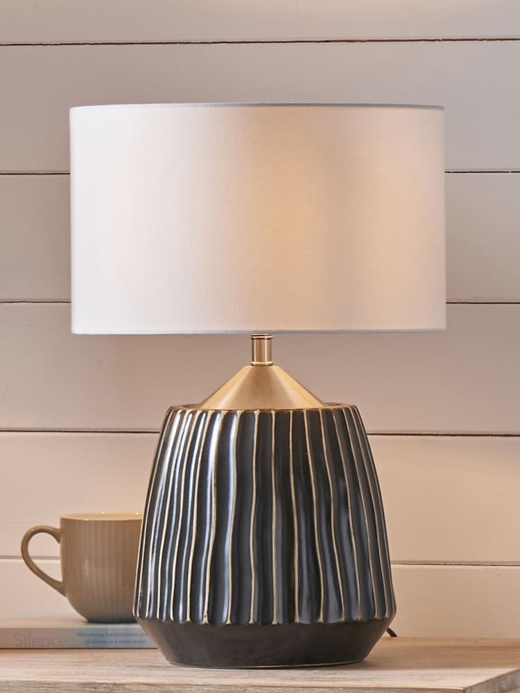 Pacific Black/Silver Artemis Textured Ceramic Table Lamp - Image 1 of 5