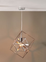 Pacific Silver Alessio Shiny Nickel Metal Cube Pendant Ceiling Light - Image 1 of 6