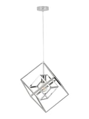 Pacific Silver Alessio Shiny Nickel Metal Cube Pendant Ceiling Light - Image 2 of 6