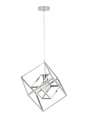 Pacific Silver Alessio Shiny Nickel Metal Cube Pendant Ceiling Light - Image 3 of 6