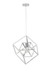 Pacific Silver Alessio Shiny Nickel Metal Cube Pendant Ceiling Light - Image 4 of 6