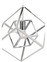 Pacific Silver Alessio Shiny Nickel Metal Cube Pendant Ceiling Light - Image 5 of 6