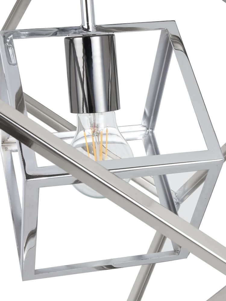 Pacific Silver Alessio Shiny Nickel Metal Cube Pendant Ceiling Light - Image 6 of 6