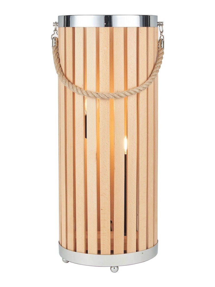 Pacific Natural Austell Wood Large Lantern Floor Lamp - Image 2 of 7 Pacific Natural Austell Wood Large Lantern Floor Lamp - Image 2 of 7