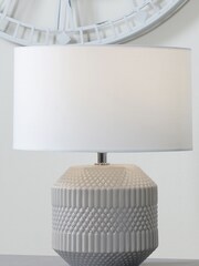 Pacific Grey Meribel Geo Textured Ceramic Table Lamp - Image 1 of 5
