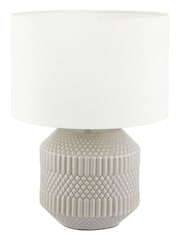 Pacific Grey Meribel Geo Textured Ceramic Table Lamp - Image 2 of 5
