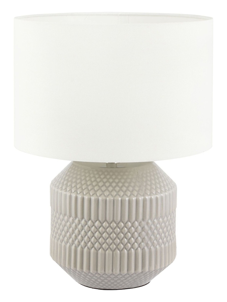 Pacific Grey Meribel Geo Textured Ceramic Table Lamp - Image 2 of 5