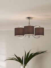 Pacific Silver Metal Arcadia 3 Arm Semi Flush Pendant Light - Image 1 of 2