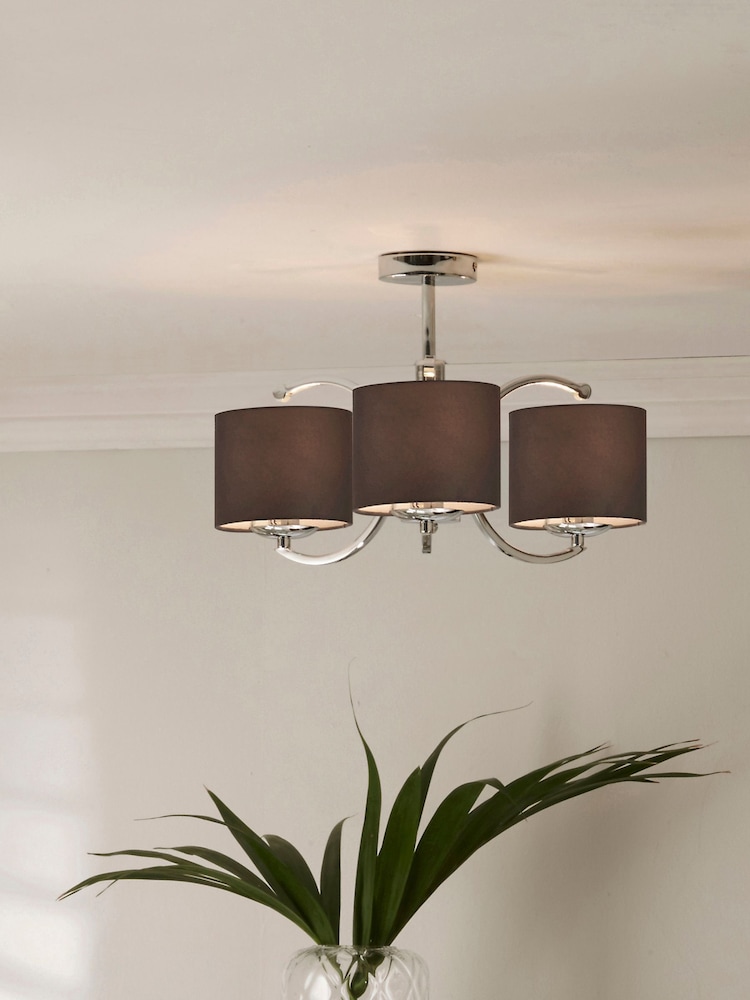 Pacific Silver Metal Arcadia 3 Arm Semi Flush Pendant Light - Image 1 of 2