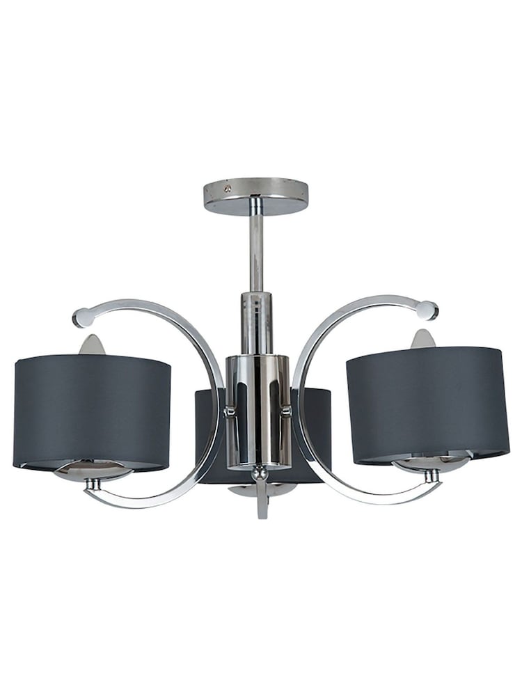 Pacific Silver Metal Arcadia 3 Arm Semi Flush Pendant Light - Image 2 of 2
