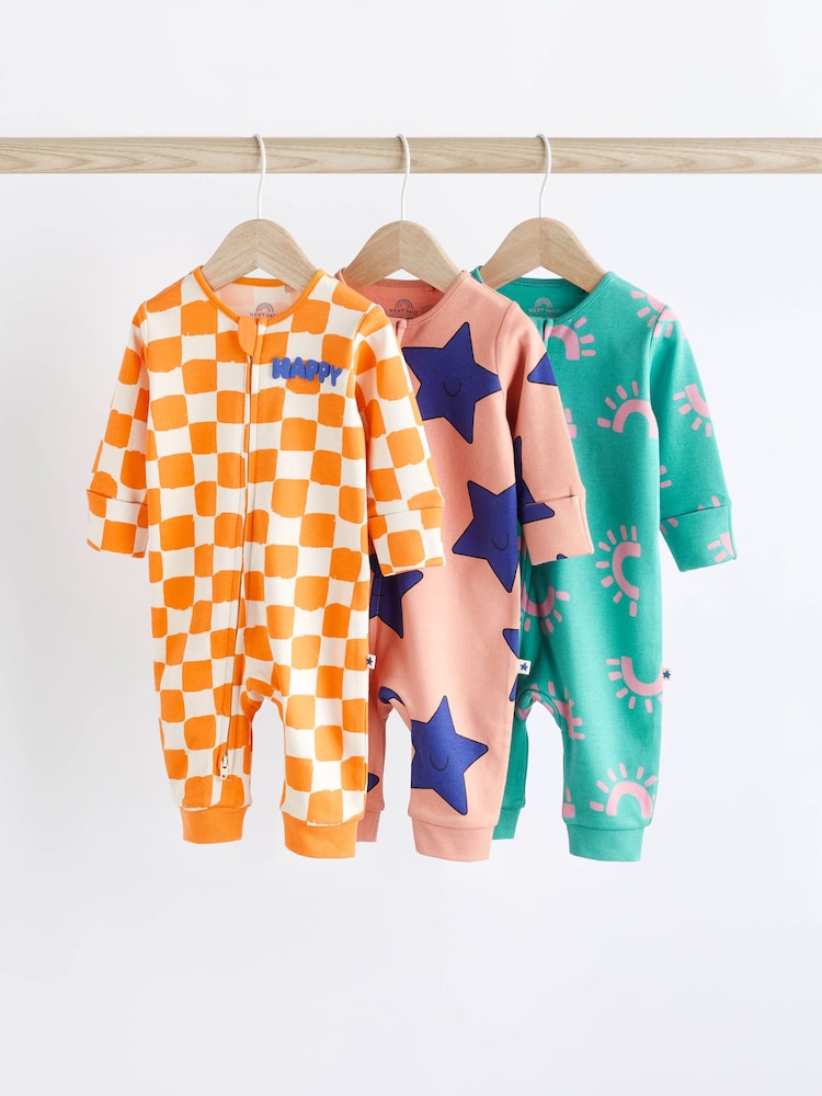 Več - dojenček 100% Cotton brez stopal Sleepsuits 3 komplet With Zip (0mths-3yrs) - Slika 1 iz 13