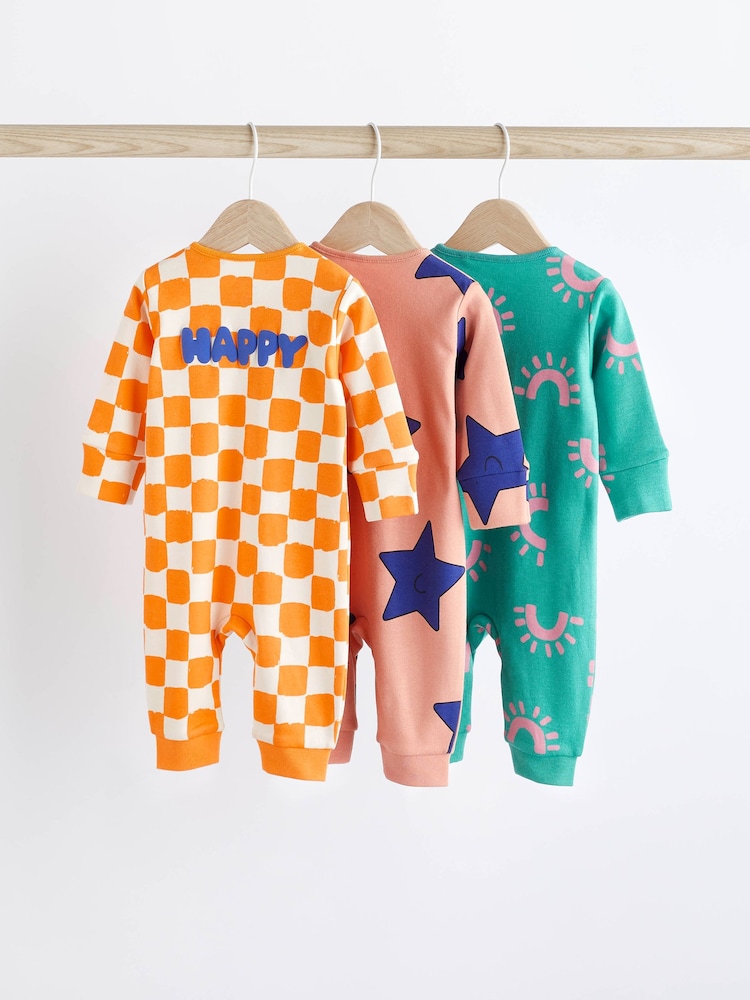 Več - dojenček 100% Cotton brez stopal Sleepsuits 3 komplet With Zip (0mths-3yrs) - Slika 2 iz 13