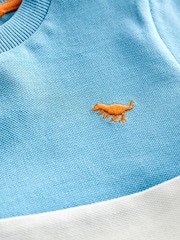 Modra/oranžna - 100% Cotton Short Sleeve Colourblock T-Shirt (3mths-7yrs) - Slika 3 iz 3