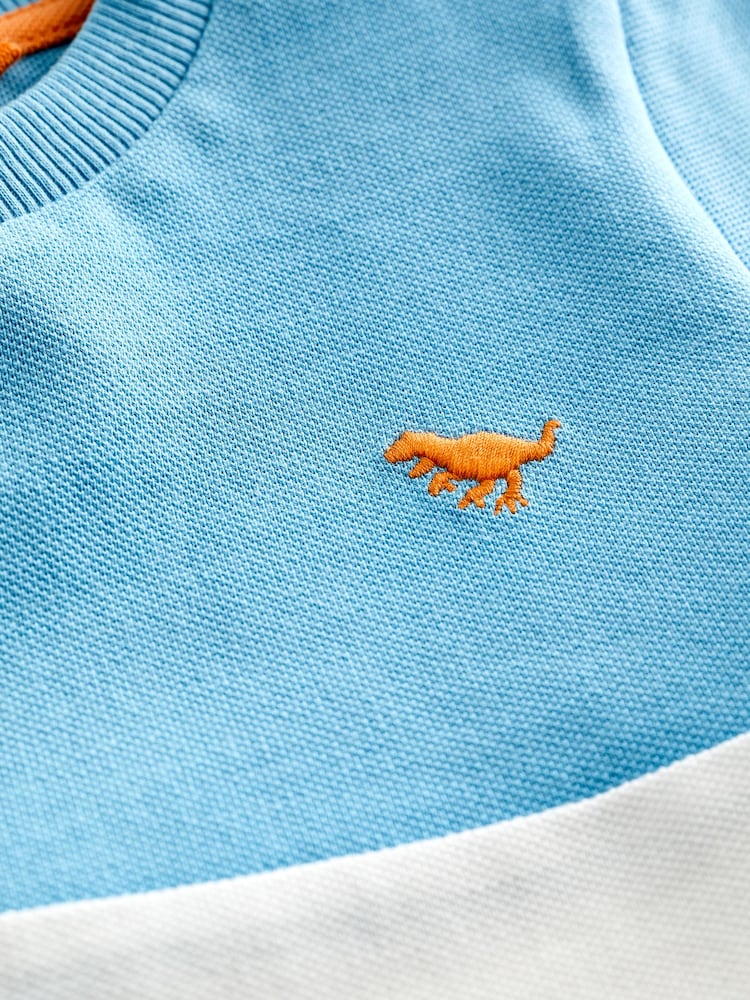 Modra/oranžna - 100% Cotton Short Sleeve Colourblock T-Shirt (3mths-7yrs) - Slika 3 iz 3