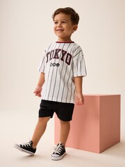 White 100% Cotton Short Sleeve Varsity T-Shirt (3mths-7yrs) - Image 2 of 7