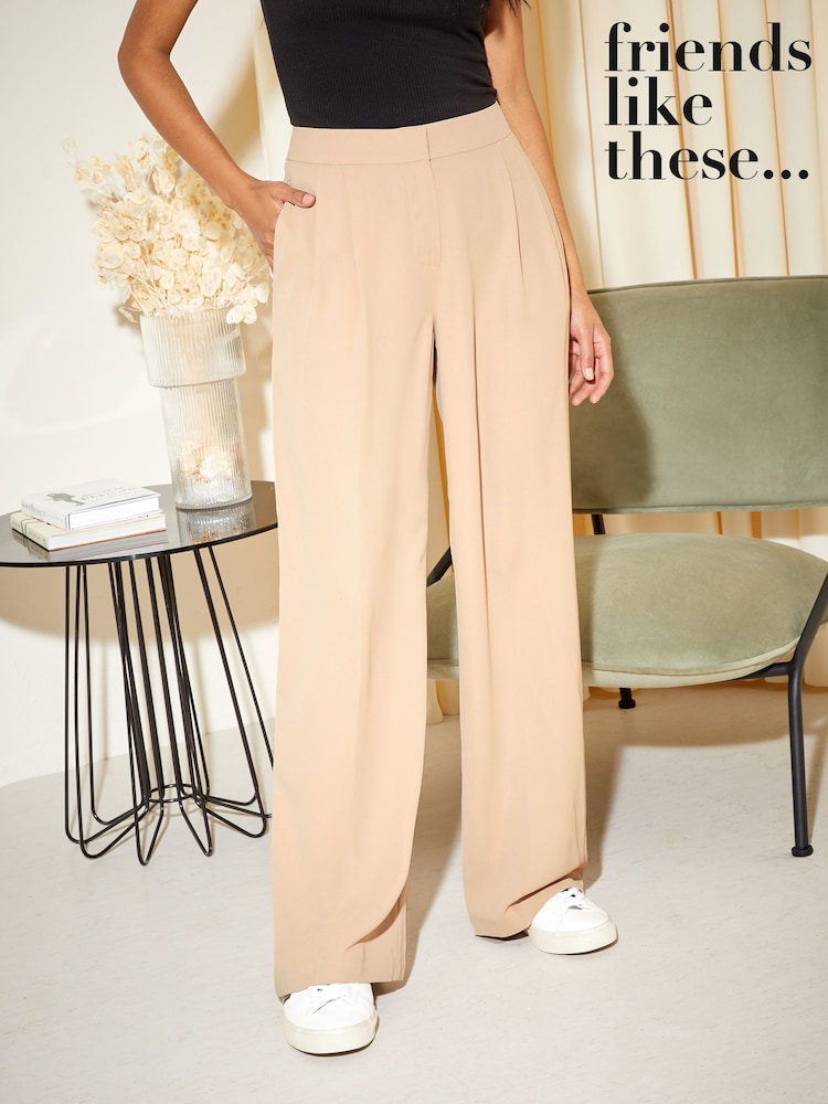 Friends Like These Camel Tall Premium Wide Leg Smart Trousers - Image 4 of 4