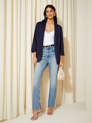 Friends Like These Navy Blue Edge to Edge Ponte Jacquard Blazer - Image 3 of 4