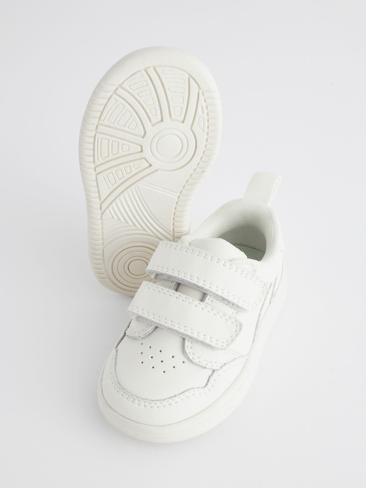 White Standard Fit (F) Baby Touch Fastening Leather First Walker Shoes - Image 4 of 7