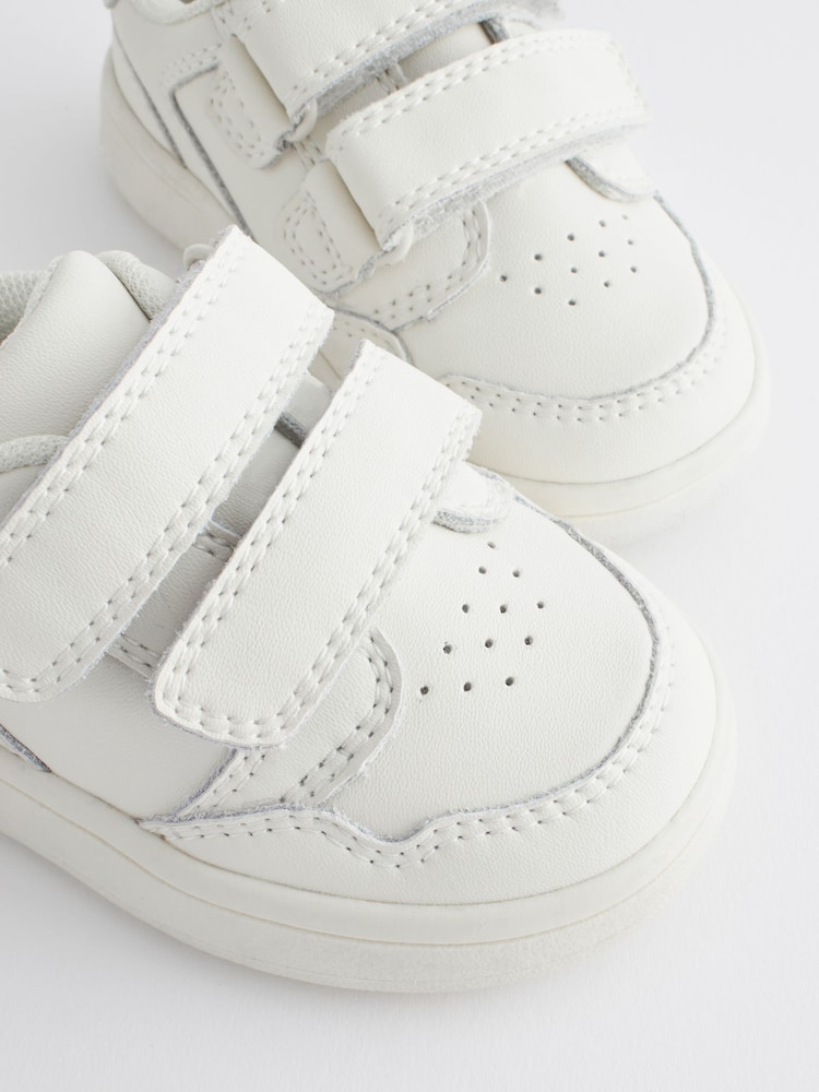 White Standard Fit (F) Baby Touch Fastening Leather First Walker Shoes - Image 6 of 7