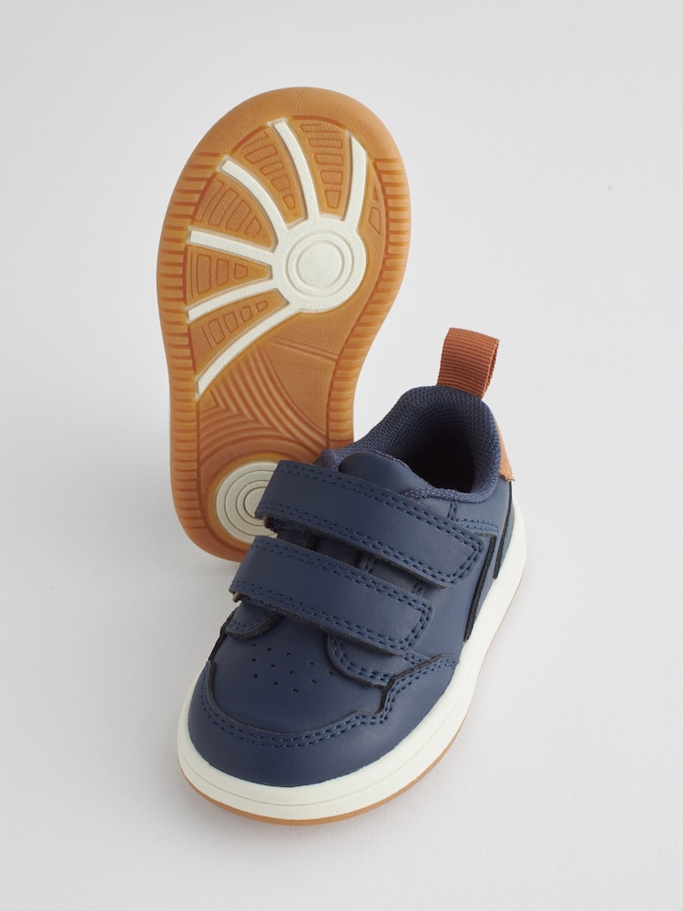 Navy Standard Fit (F) Baby Touch Fastening Leather First Walker Shoes - Image 4 of 7