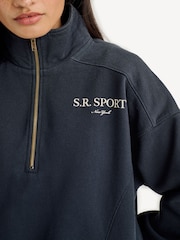 Sporty & Rich Black Sport Quarter Zip Sweatshirt - Image 4 of 5