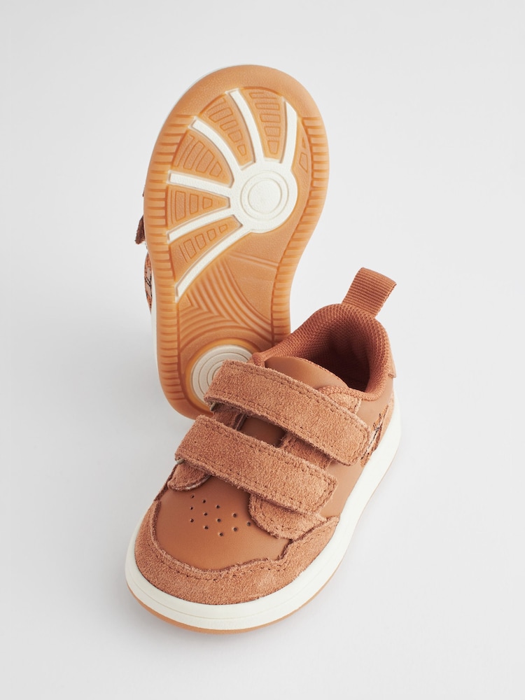 Tan Brown Standard Fit (F) Baby Touch Fastening Leather First Walker Shoes - Image 3 of 7