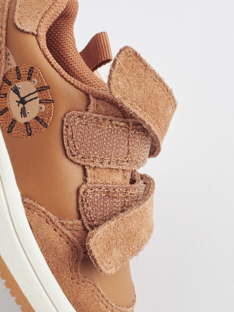 Tan Brown Standard Fit (F) Baby Touch Fastening Leather First Walker Shoes - Image 4 of 7