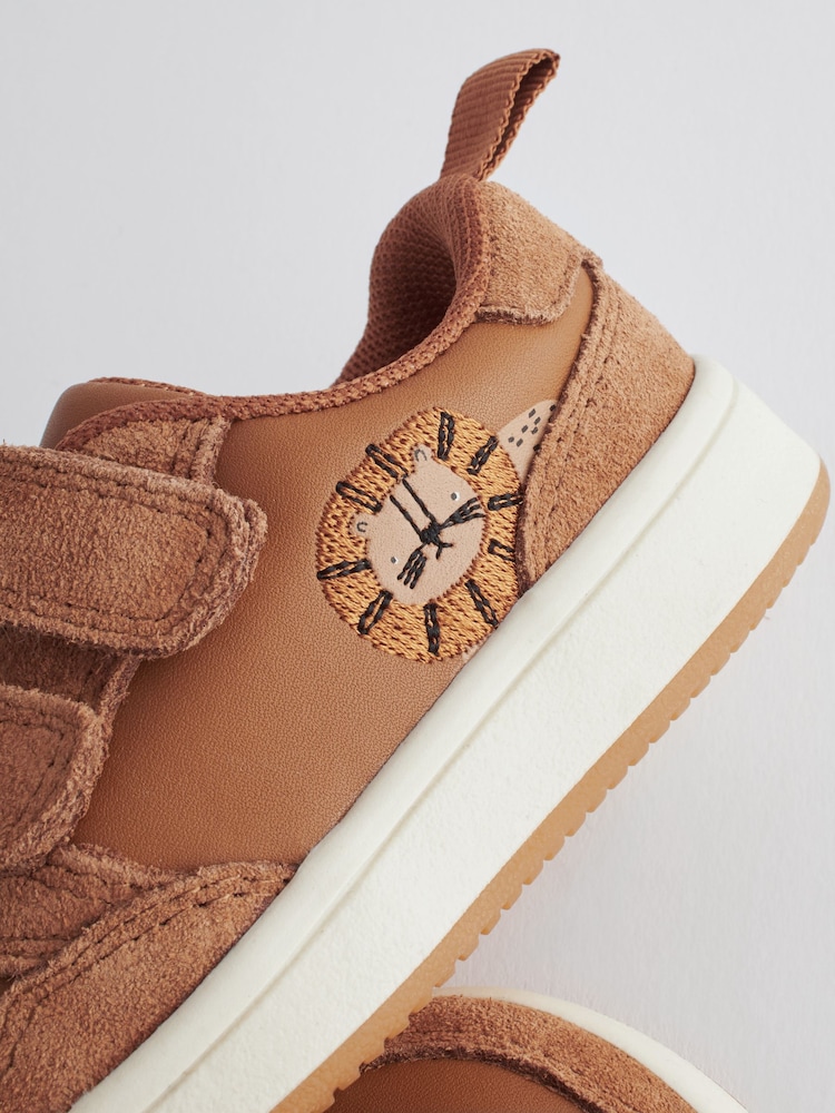 Tan Brown Standard Fit (F) Baby Touch Fastening Leather First Walker Shoes - Image 5 of 7