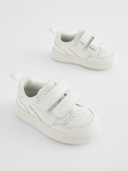 White Wide Fit (G) Baby Touch Fastening Leather First Walker Shoes - Image 1 of 7