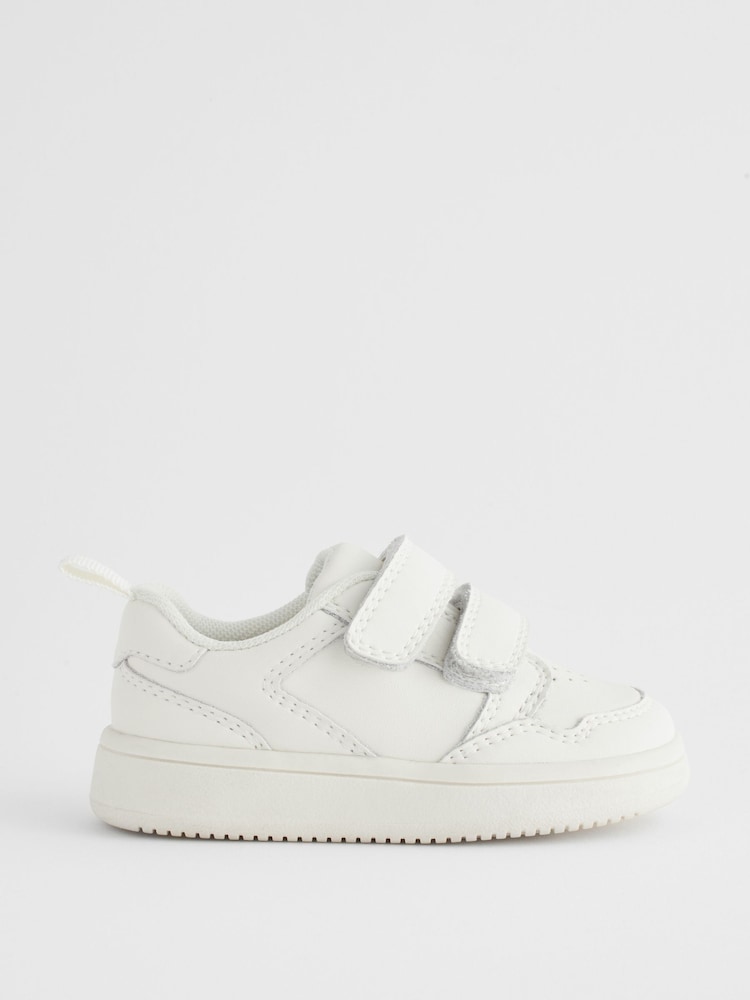 White Wide Fit (G) Baby Touch Fastening Leather First Walker Shoes - Image 2 of 7