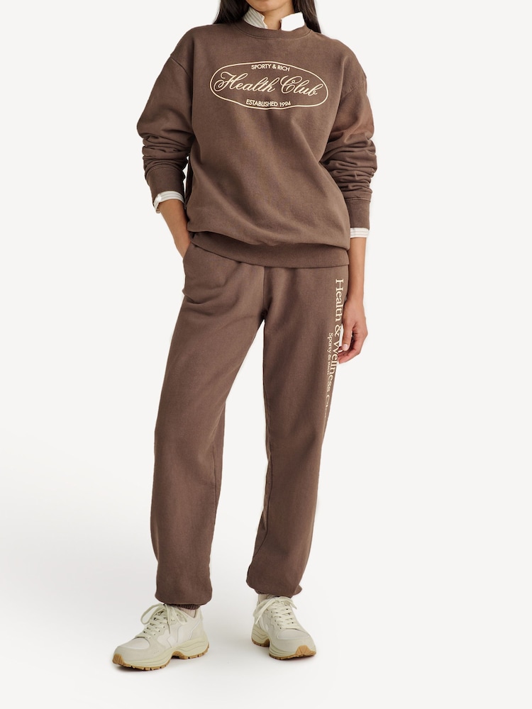 Sporty & Rich Brown Oval Health Crew Neck Jumper - Image 2 of 5 Sporty & Rich Brown Oval Health Crew Neck Jumper - Image 2 of 5
