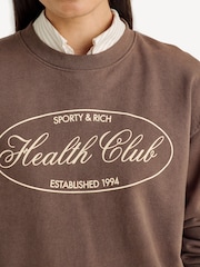 Sporty & Rich Brown Oval Health Crew Neck Jumper - Image 5 of 5
