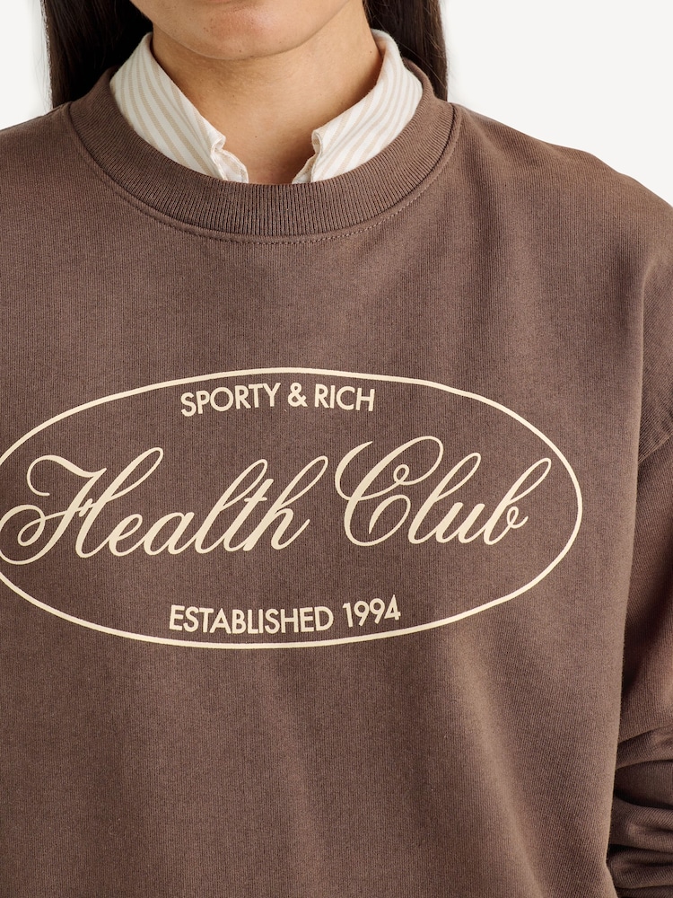Sporty & Rich Brown Oval Health Crew Neck Jumper - Image 5 of 5 Sporty & Rich Brown Oval Health Crew Neck Jumper - Image 5 of 5