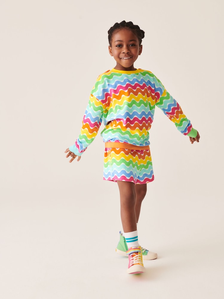 Little Bird by Jools Oliver Multi Pastel Towelling 100% Cotton Sweat Top and Shorts Set - Image 1 of 12