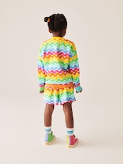 Little Bird by Jools Oliver Multi Pastel Towelling 100% Cotton Sweat Top and Shorts Set - Image 4 of 12