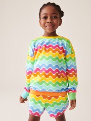 Little Bird by Jools Oliver Multi Pastel Towelling 100% Cotton Sweat Top and Shorts Set - Image 5 of 12