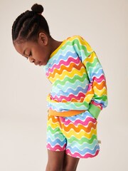 Little Bird by Jools Oliver Multi Pastel Towelling 100% Cotton Sweat Top and Shorts Set - Image 7 of 12