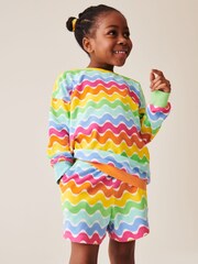 Little Bird by Jools Oliver Multi Pastel Towelling 100% Cotton Sweat Top and Shorts Set - Image 9 of 12