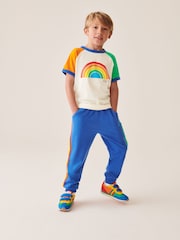 Little Bird by Jools Oliver Blue Rainbow T-Shirt and Jogger Set - Image 1 of 13