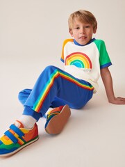 Little Bird by Jools Oliver Blue Rainbow T-Shirt and Jogger Set - Image 5 of 13