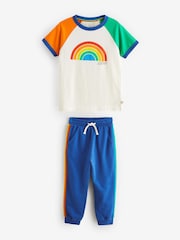 Little Bird by Jools Oliver Blue Rainbow T-Shirt and Jogger Set - Image 9 of 13