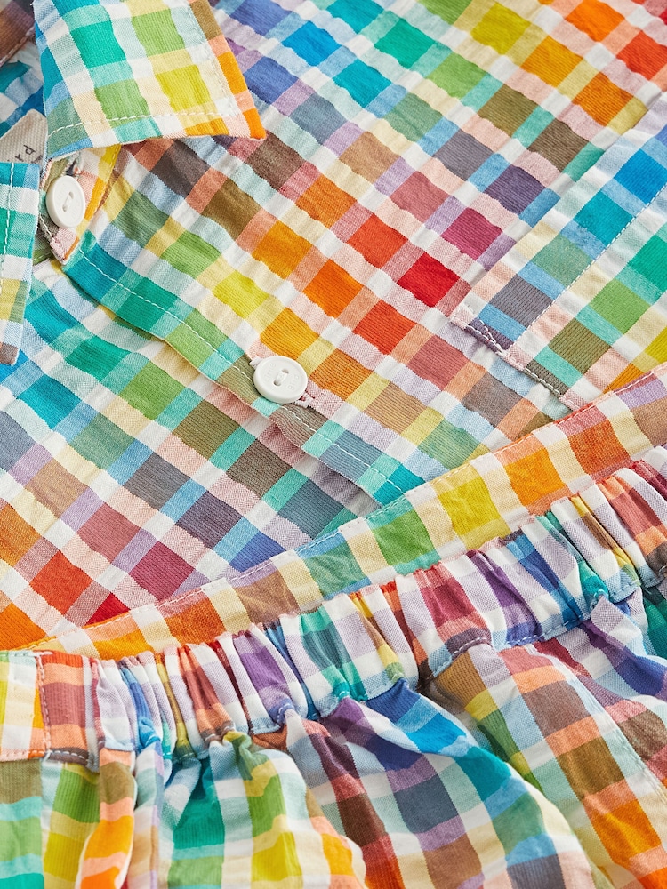 Little Bird by Jools Oliver Multi/Check 100% Cotton Colourful Shirt and Short Set - Image 10 of 10