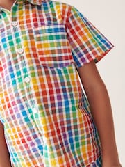 Little Bird by Jools Oliver Multi/Check 100% Cotton Colourful Shirt and Short Set - Image 4 of 10