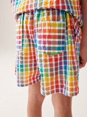 Little Bird by Jools Oliver Multi/Check 100% Cotton Colourful Shirt and Short Set - Image 6 of 10