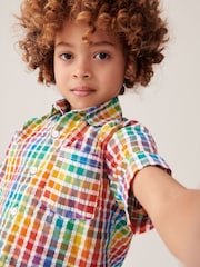 Little Bird by Jools Oliver Multi/Check 100% Cotton Colourful Shirt and Short Set - Image 7 of 10