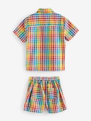Little Bird by Jools Oliver Multi/Check 100% Cotton Colourful Shirt and Short Set - Image 8 of 10
