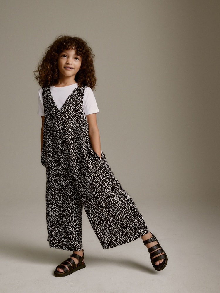 Black/White Spot Jumpsuit And T-Shirt Set (3-16yrs) - Image 1 of 9 Black/White Spot Jumpsuit And T-Shirt Set (3-16yrs) - Image 1 of 9