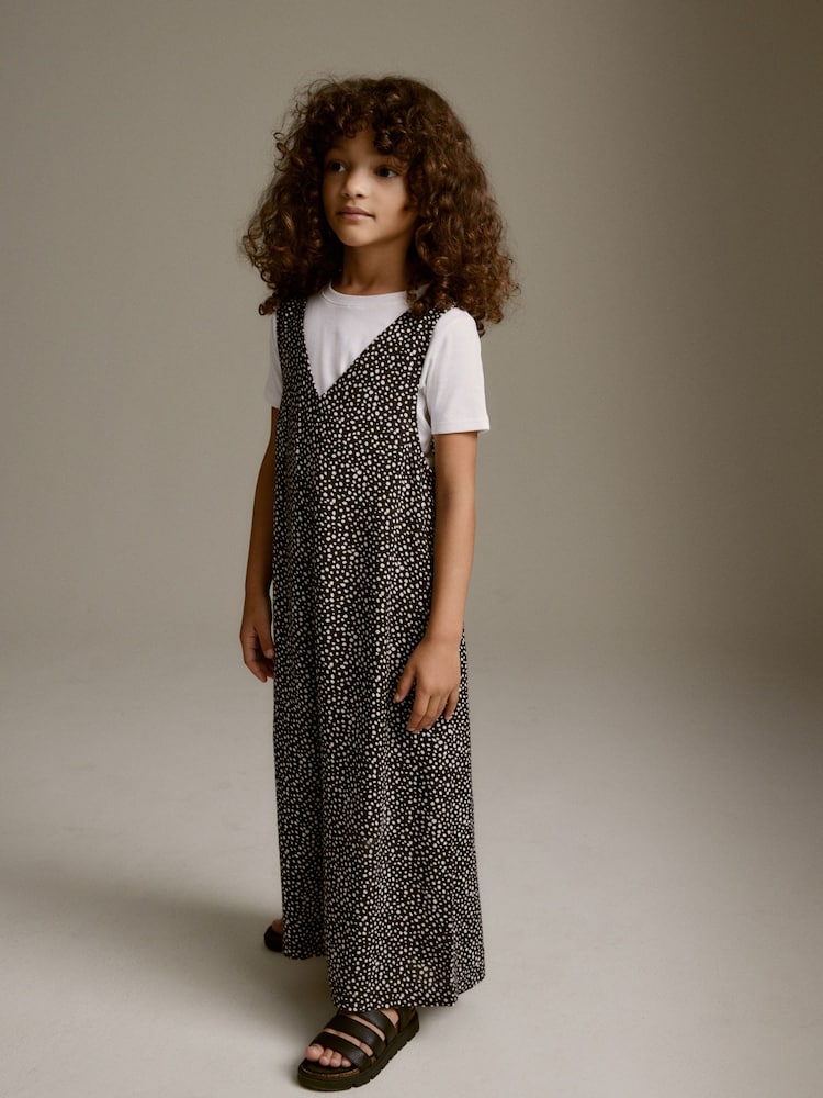 Black/White Spot Jumpsuit And T-Shirt Set (3-16yrs) - Image 2 of 9 Black/White Spot Jumpsuit And T-Shirt Set (3-16yrs) - Image 2 of 9